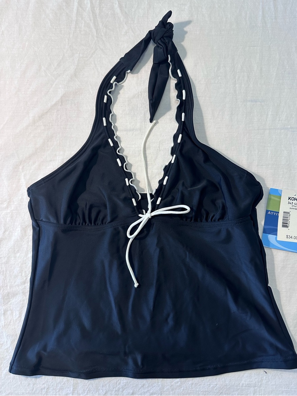 Black Tankini OCEAN DREAM top swimsuit size 10 NWT